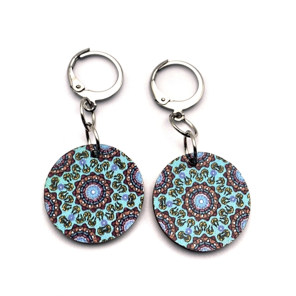 Wooden Mandela Boho Earrings - Picture 3 of 5